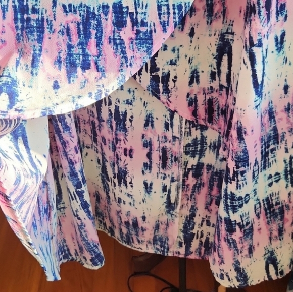 Living Doll Full Wrap Hi-Low Tie-dye Maxi Skirt in Pink and Blue womens … - Picture 5 of 11